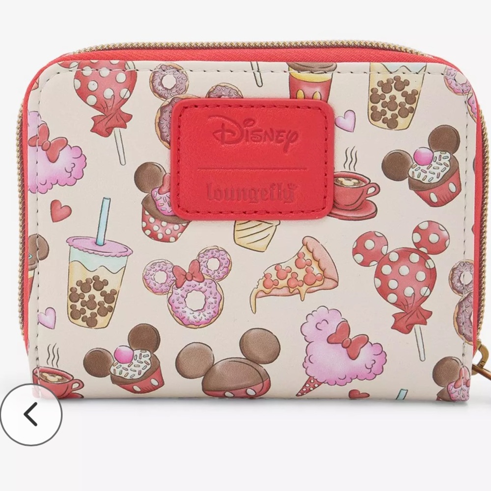 Loungefly Disney Mickey Mouse and Minnie Mouse Treats Mini Zipper Wallet.